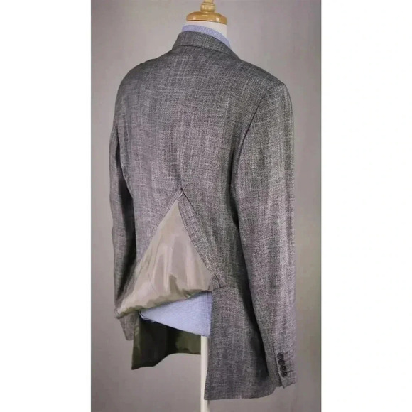 Armani Collezioni Current Silver/Black Woven Viscose 2-Btn Sportcoat Blazer 44L - Picture 7 of 11